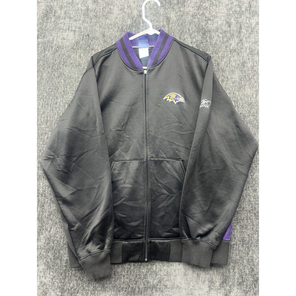 Reebok Jacket Men Medium Black Purple Baltimore Ravens Football NFL Team Apparel